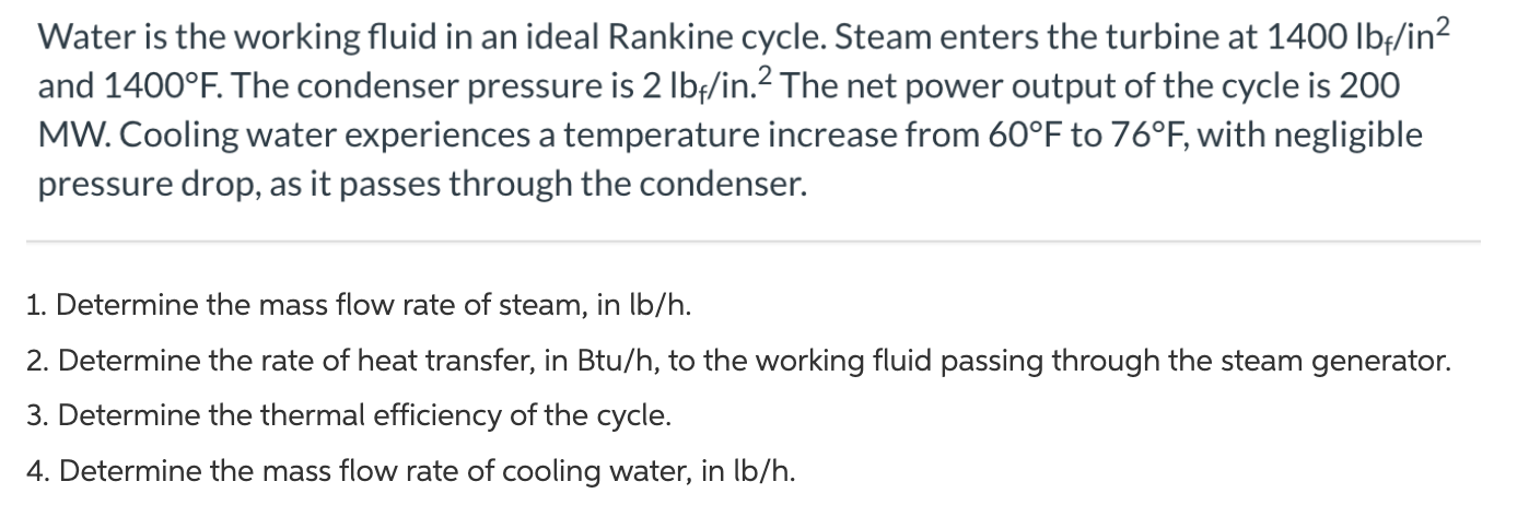 Solved Water is the working fluid in an ideal Rankine cycle. | Chegg.com