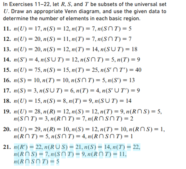 Solved In Exercises 11-22, Let R,S, And T Be Subsets Of The | Chegg.com