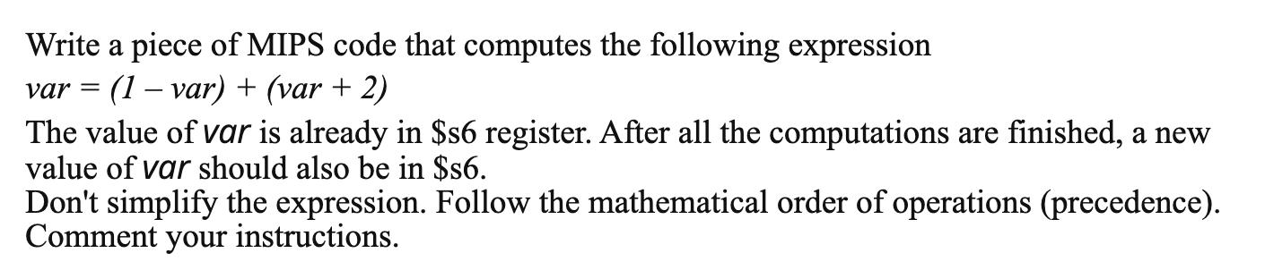 Solved Write a piece of MIPS code that computes the | Chegg.com