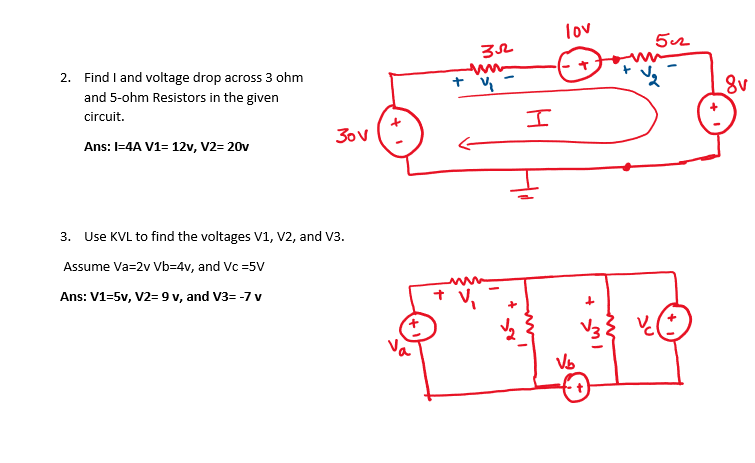 Solved lov 3.2 Find I and voltage drop across 3 ohm and | Chegg.com