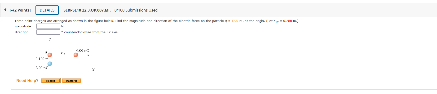 Solved 1. [-12 Points] DETAILS SERPSE10 22.3. OP.007.MI. | Chegg.com