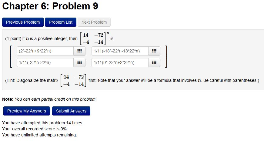 Solved 1 point) If n is a positive integer, then | Chegg.com