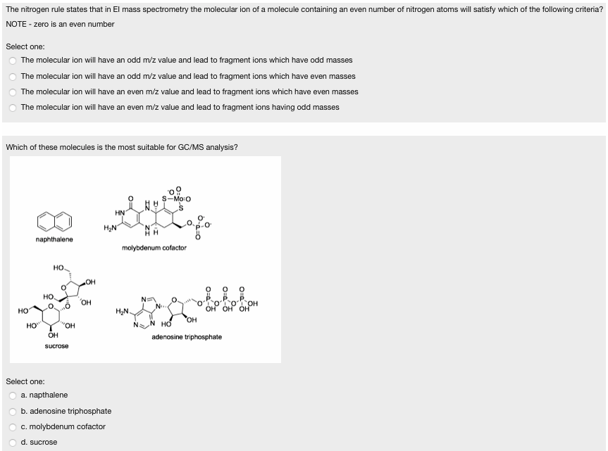 solved-the-nitrogen-rule-states-that-in-el-mass-spectrometry-chegg