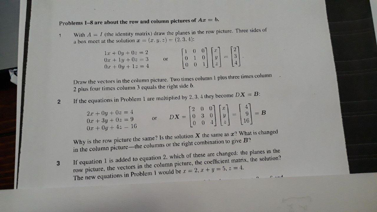 Solved Problems 1 8 are about the row and column pictures of