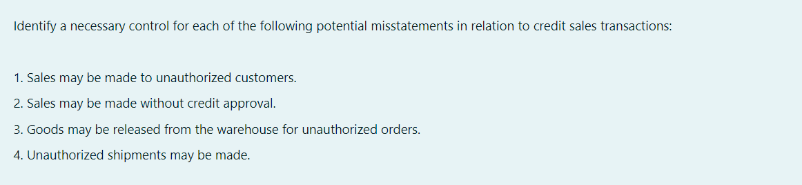 Solved Identify a necessary control for each of the | Chegg.com