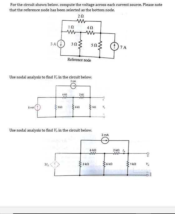 Solved For The Circuit Shown Below Compute The Voltage Chegg Solved For The Circuit Shown Below Compute The Voltage Chegg