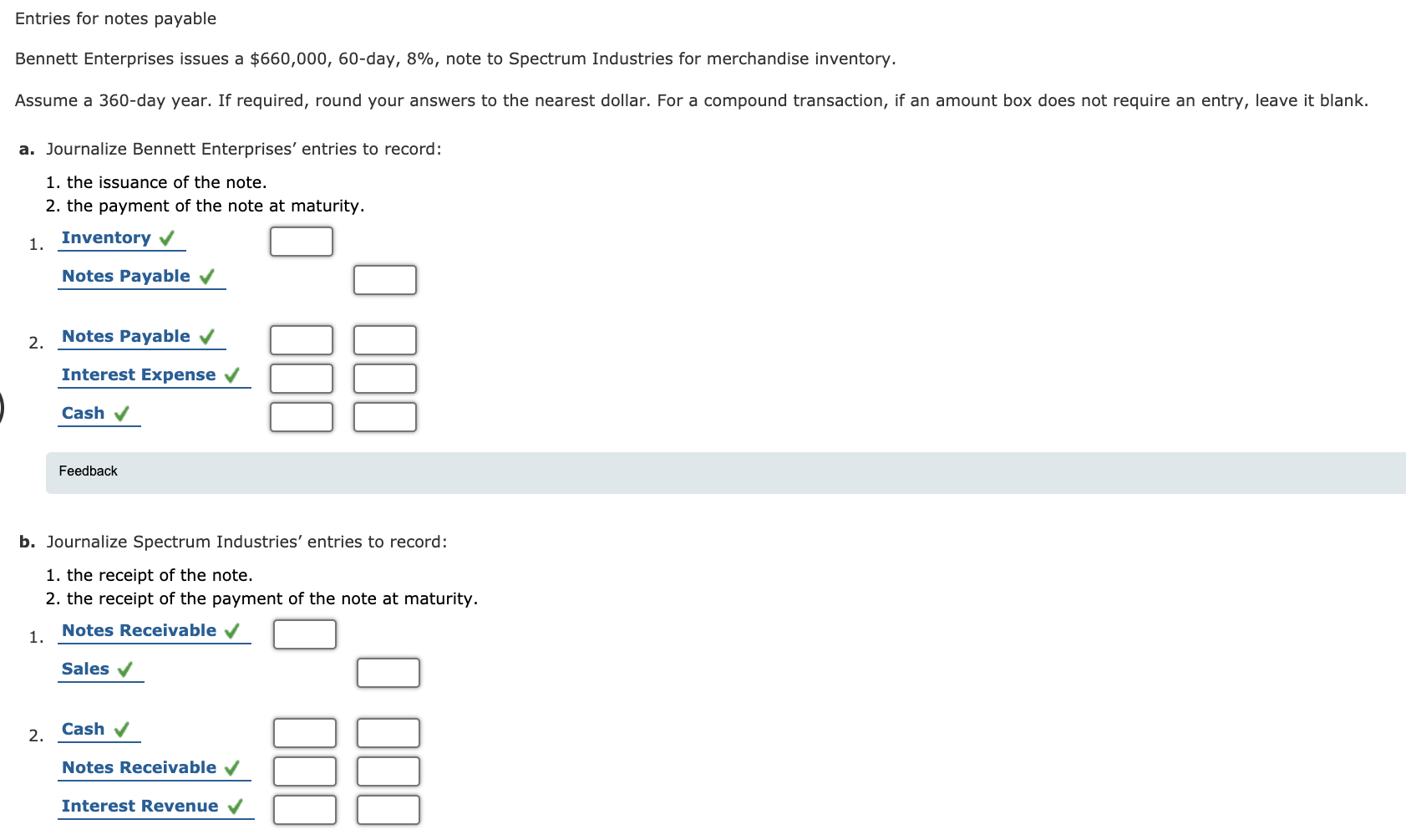 Solved Entries for notes payable Enterprises issues
