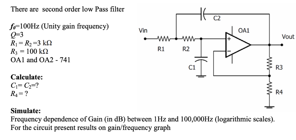 Solved There are second order low Pass filter C2 fo-100Hz | Chegg.com