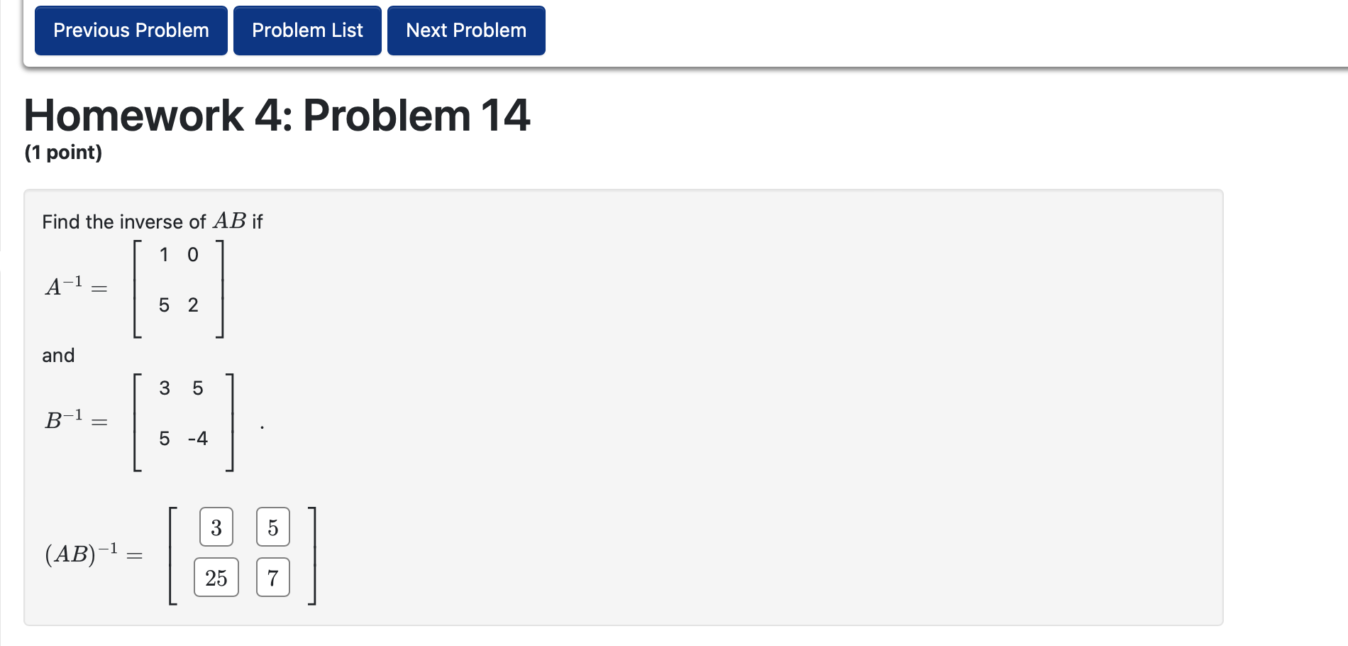 Solved Find the inverse of AB if A−1=[1502] and | Chegg.com