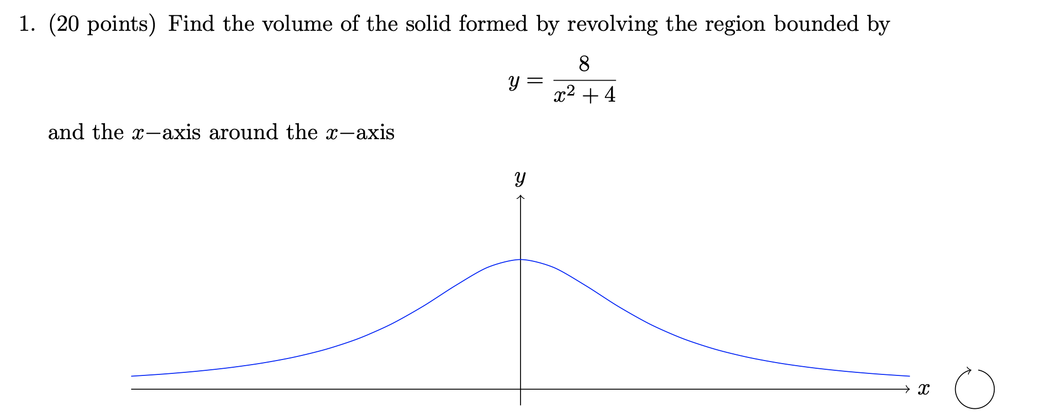 Solved 1. (20 points) Find the volume of the solid formed by | Chegg.com