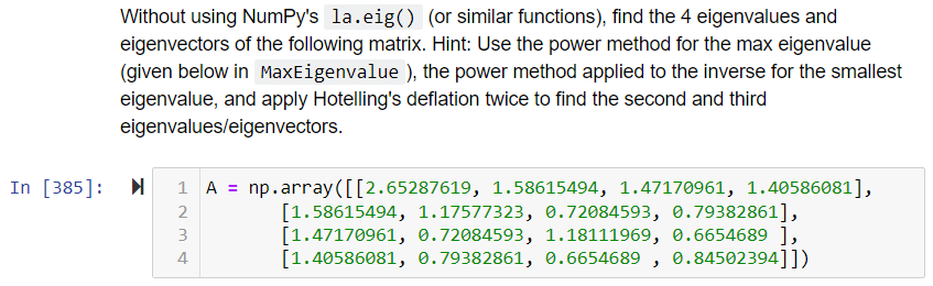 solve eigenvalue problem in python