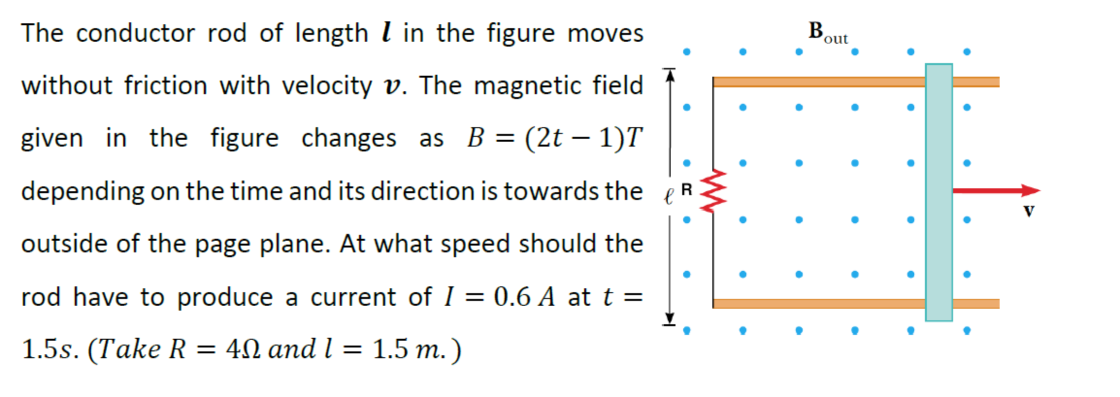 Solved The conductor rod of length l in the figure moves B | Chegg.com