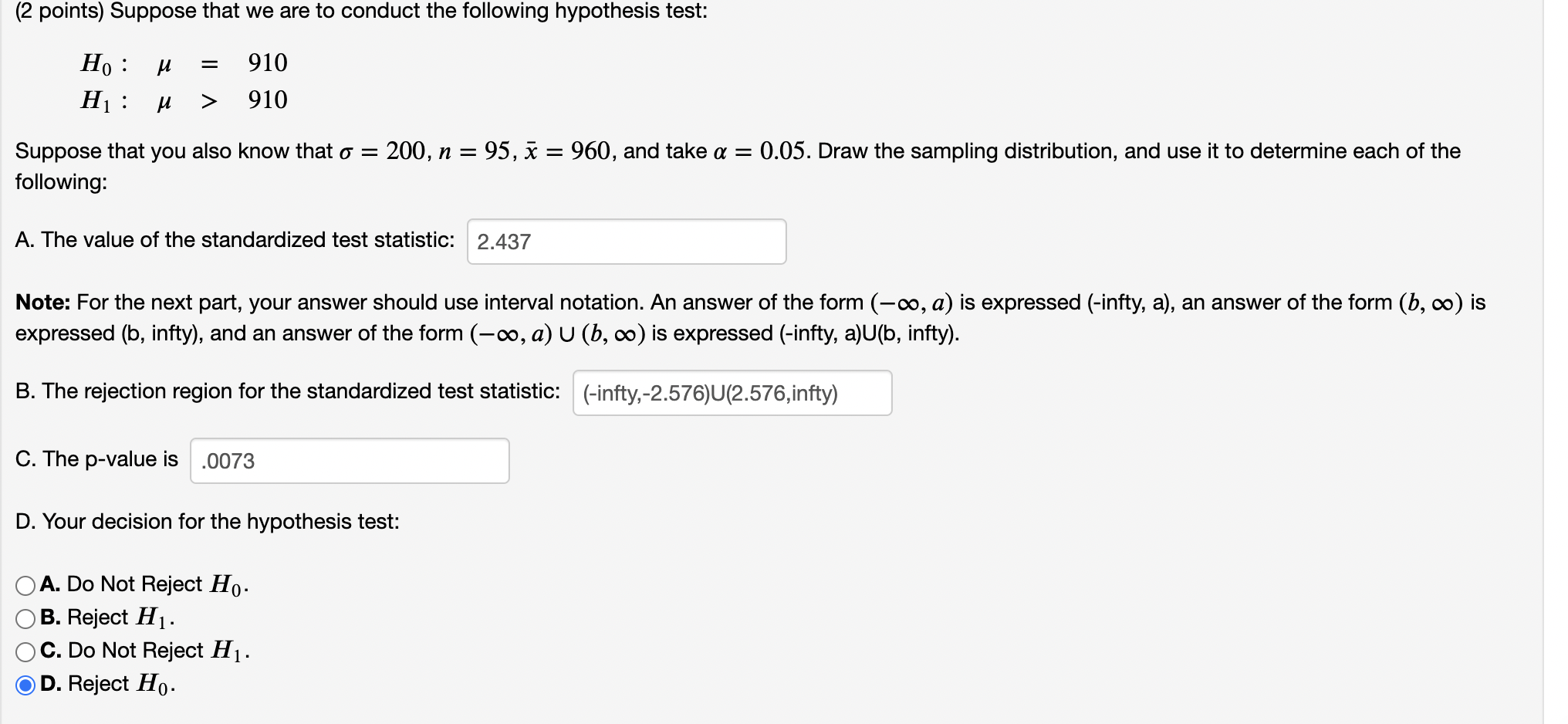 Solved (2 points) Suppose that we are to conduct the | Chegg.com