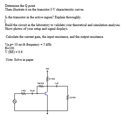 Determine the Q point Then illustrate it on the | Chegg.com