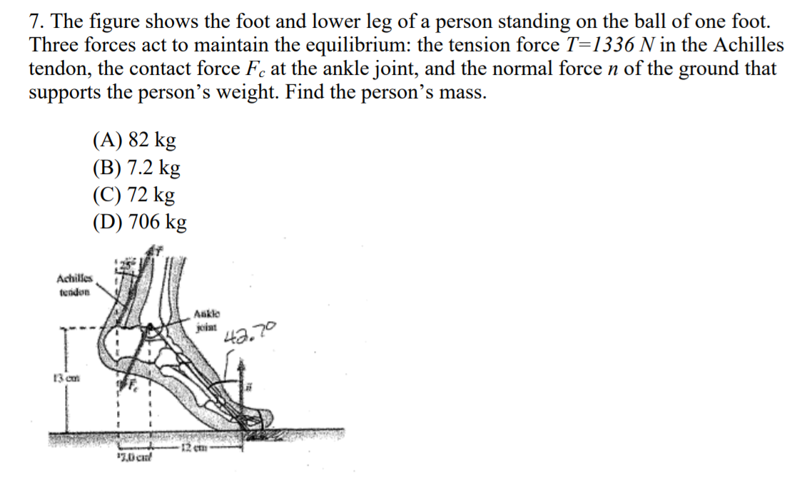 Solved 7. The figure shows the foot and lower leg of a | Chegg.com