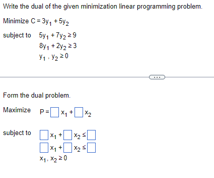 Solved Write the dual of the given minimization linear | Chegg.com
