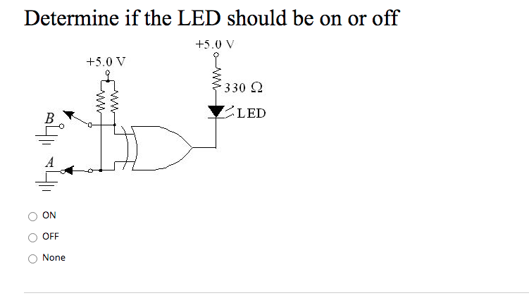 Solved Determine if the LED should be on or off +5.0 V +5.0 | Chegg.com