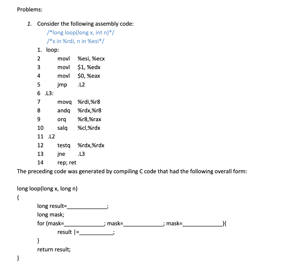 Solved A few pieces are missing from the following program