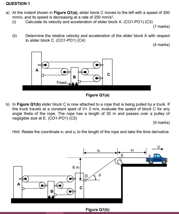 Solved QUESTION 1 a) At the instant shown in Figure Q1(a), | Chegg.com
