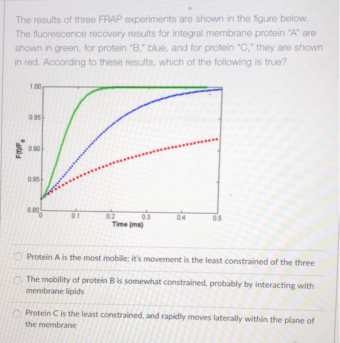 Solved The results of three FRAP experiments are shown in | Chegg.com