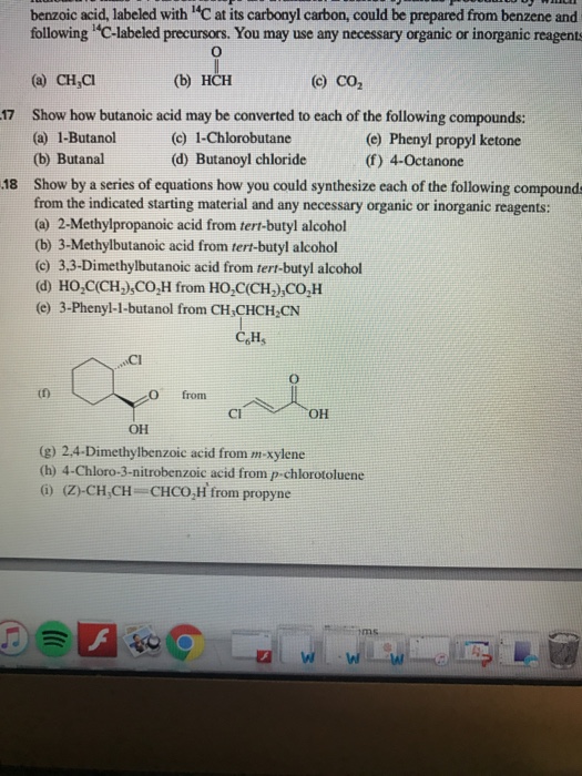 Solved Show how butanoic acid may be converted to each of | Chegg.com