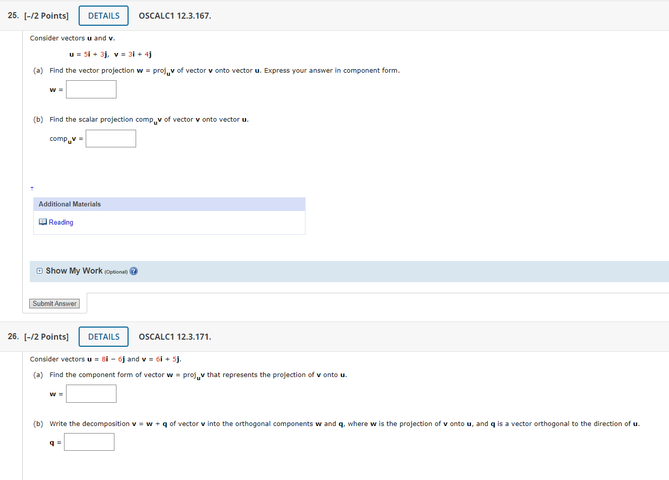 Solved Consider vectors u and v. u=5i+3j,v=3i+4j (a) Find | Chegg.com