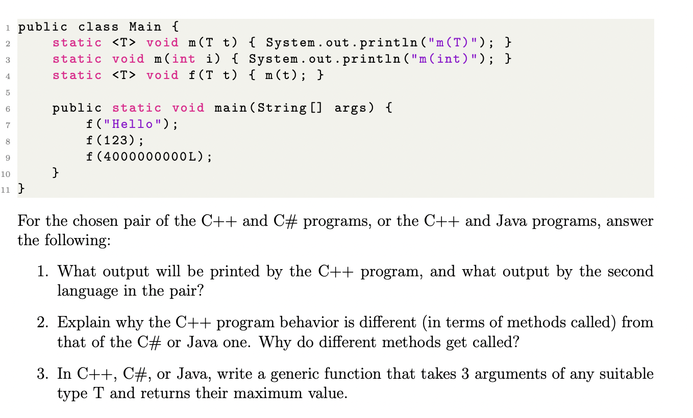 Solved For the chosen pair of the C++ and C\# programs, or | Chegg.com