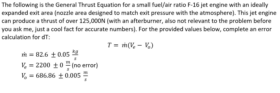 Solved The following is the General Thrust Equation for a | Chegg.com