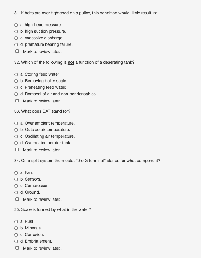 Solved Stationary Engineer Knowledge 26. Which of the