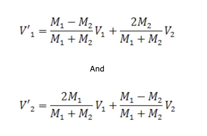 Elastic collision formula