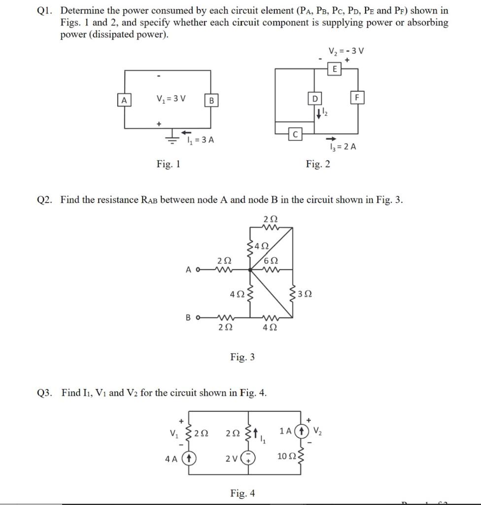 Solved Ql. Determine The Power Consumed By Each Circuit | Chegg.com