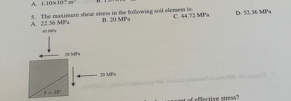 Solved 5. The maximum shear stress in the following soil | Chegg.com