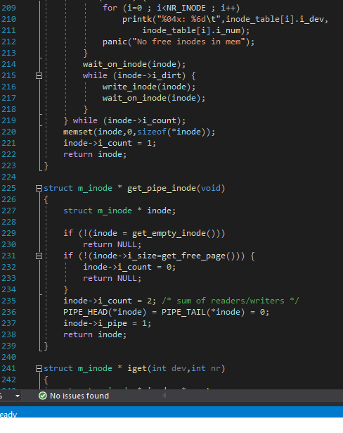 for (i=0; i<NR_INODE ; i++) printk(%84x: %dt, inode_table[i].i_dev, inode_table[i].i_num); panic(No free inodes in mem);