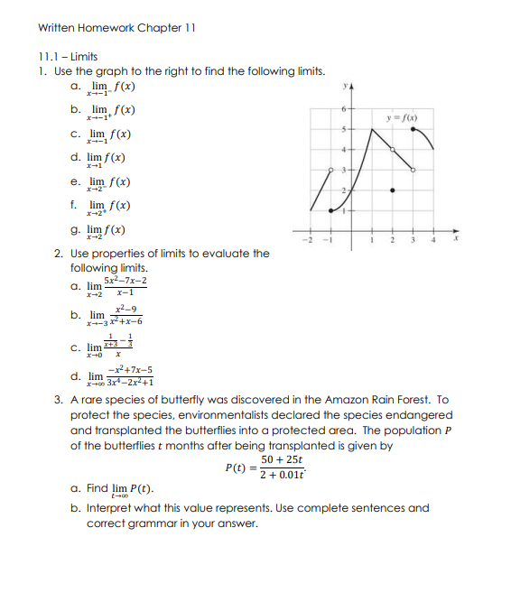 Solved Written Homework Chapter 11 YA 11.1 - Limits 1. Use | Chegg.com