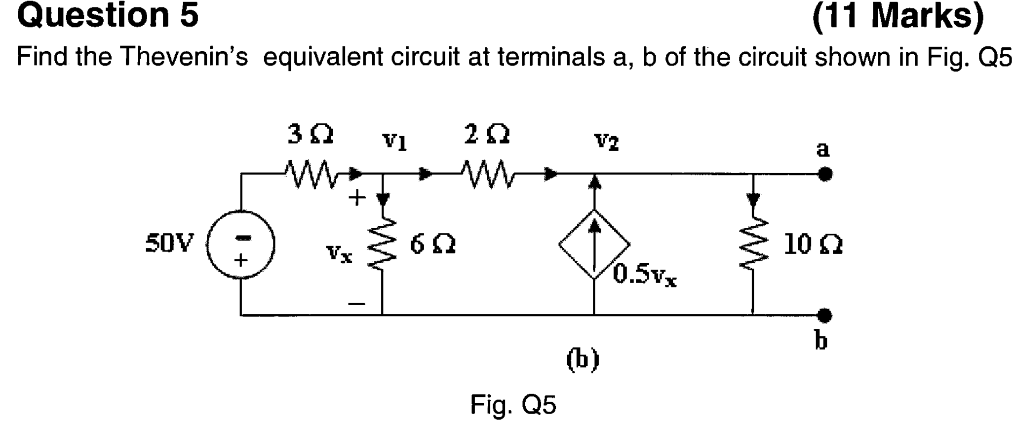 Solved (11 Marks) Find the Thevenin's equivalent circuit at | Chegg.com