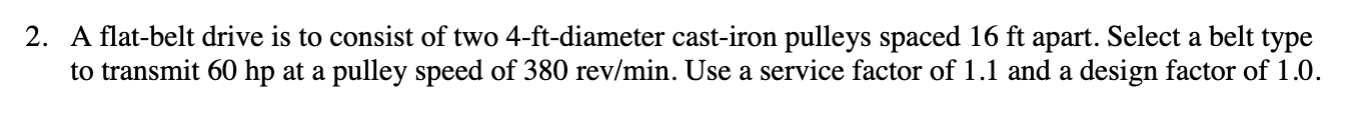 Solved 2. A flat-belt drive is to consist of two | Chegg.com