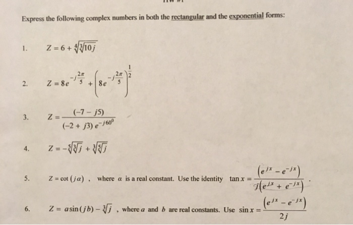 Solved Express The Following Complex Numbers In Both The | Chegg.com