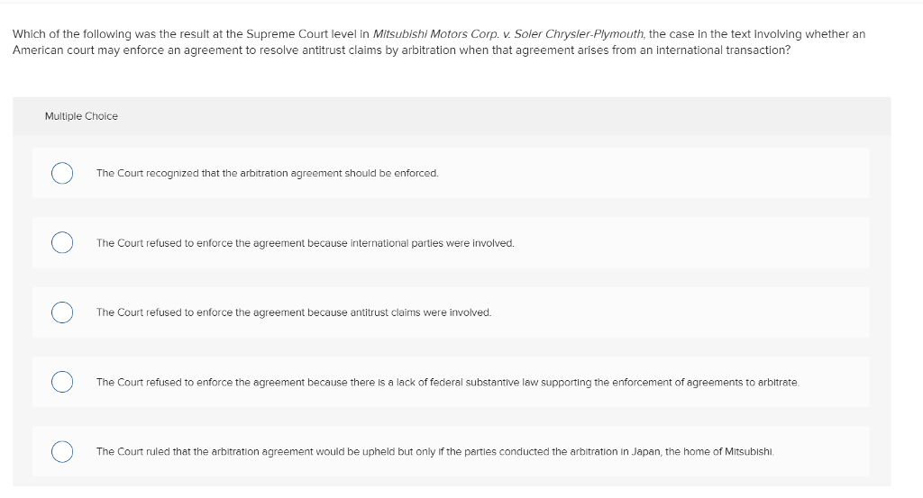 Solved Which of the following was the result at the Supreme