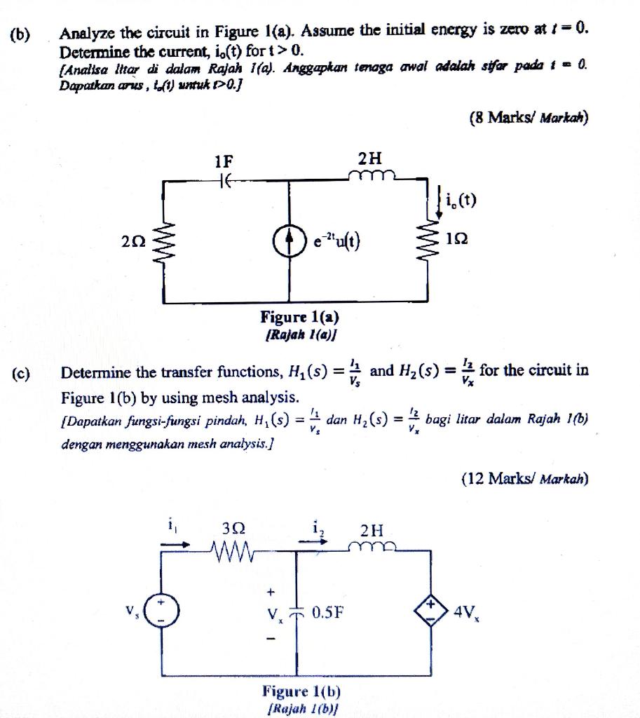 Solved (b) Analyze The Circuit In Figure 1(a). Assume The | Chegg.com