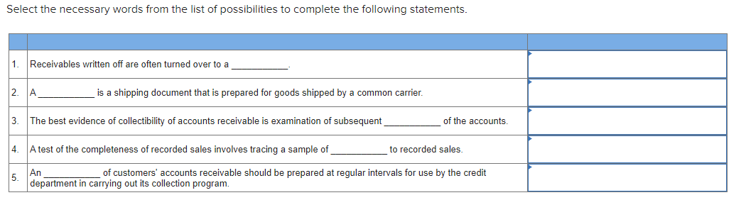 Solved Select the necessary words from the list of | Chegg.com