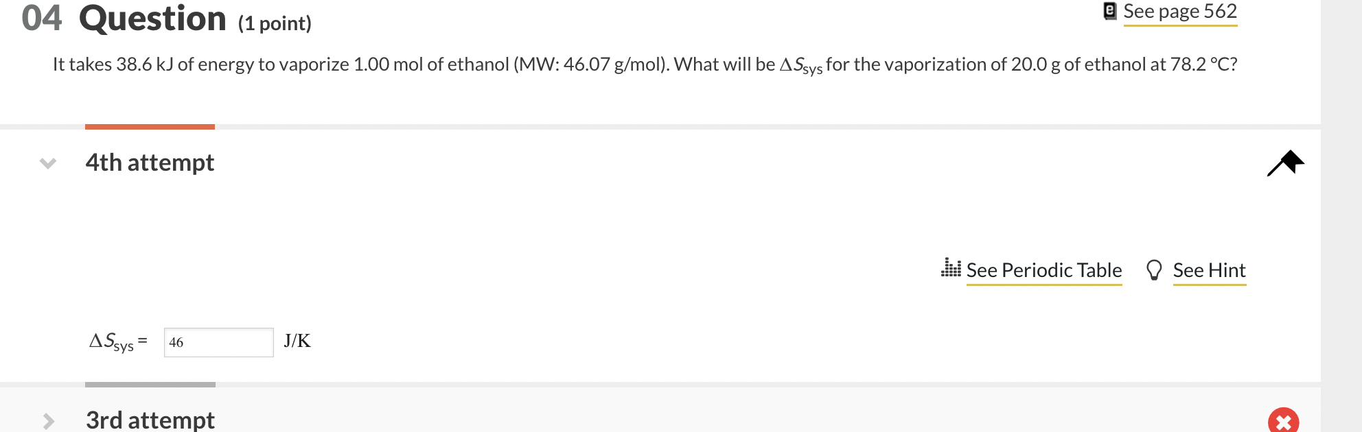 Solved 44 Question ( 1 point) e See page 562 It takes 38.6 | Chegg.com