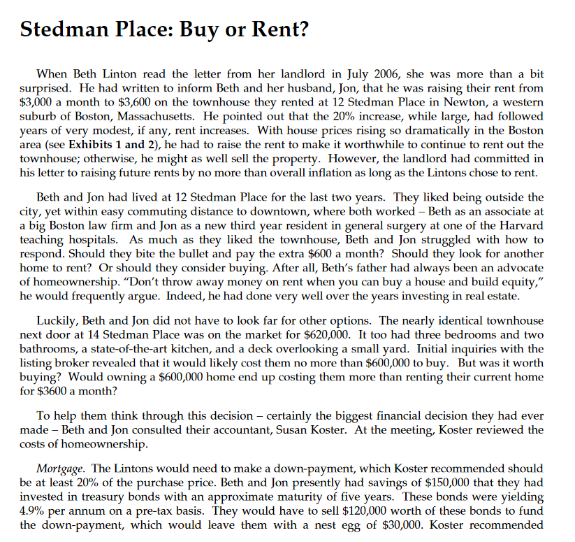 Stedman Place Buy or Rent? When Beth Linton read the