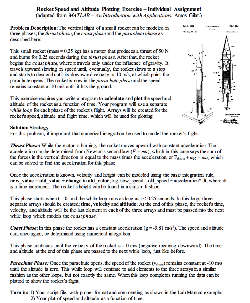 Solved Rocket Speed and Altitude Plotting Exercise - | Chegg.com