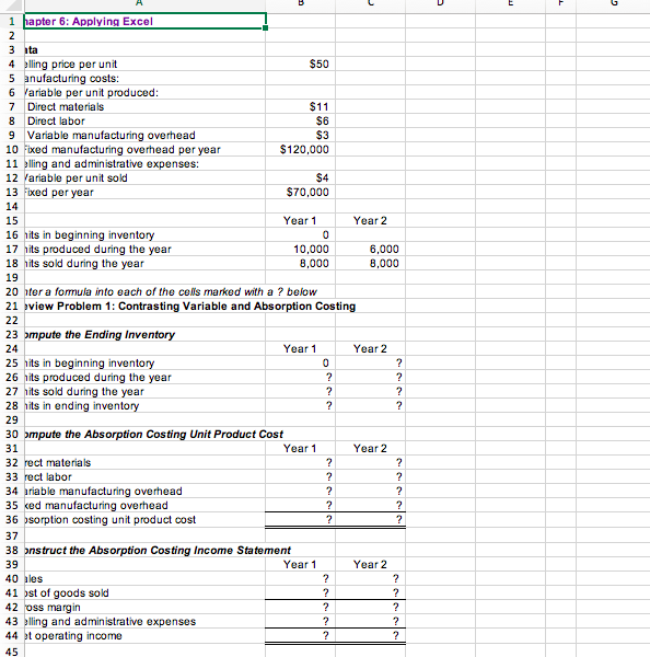 Solved Required information Chapter 6: Applying Excel The | Chegg.com