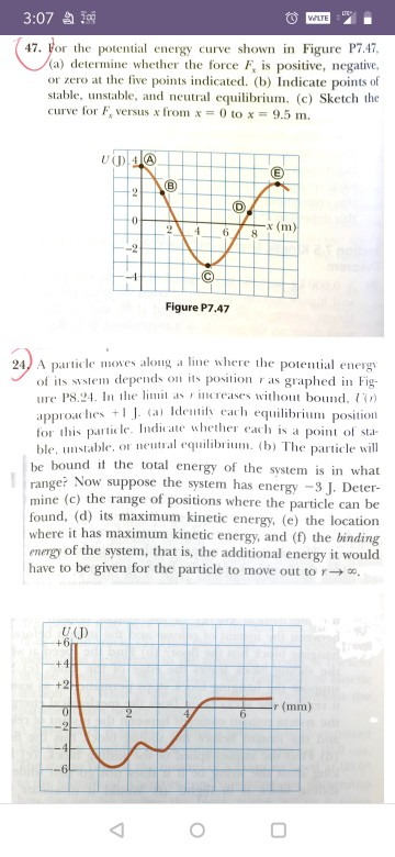 Solved 3:07 a O VOLTE 47. For the potential energy curve | Chegg.com