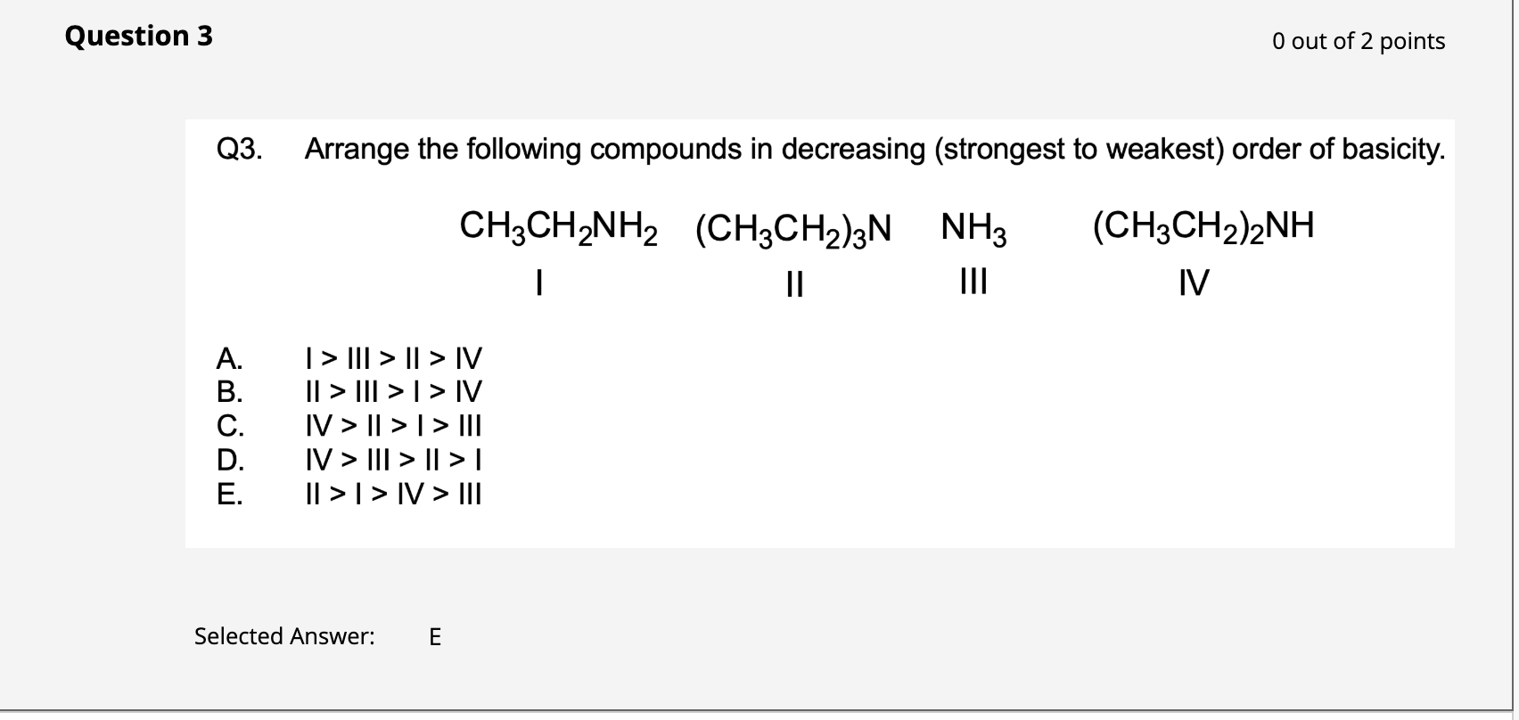 Solved Question 3Q3. ﻿Arrange the following compounds in | Chegg.com