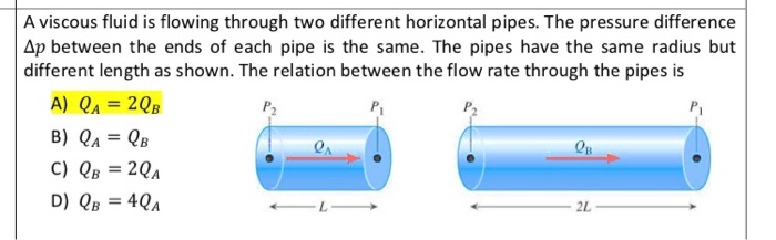 Solved A viscous fluid is flowing through two different | Chegg.com