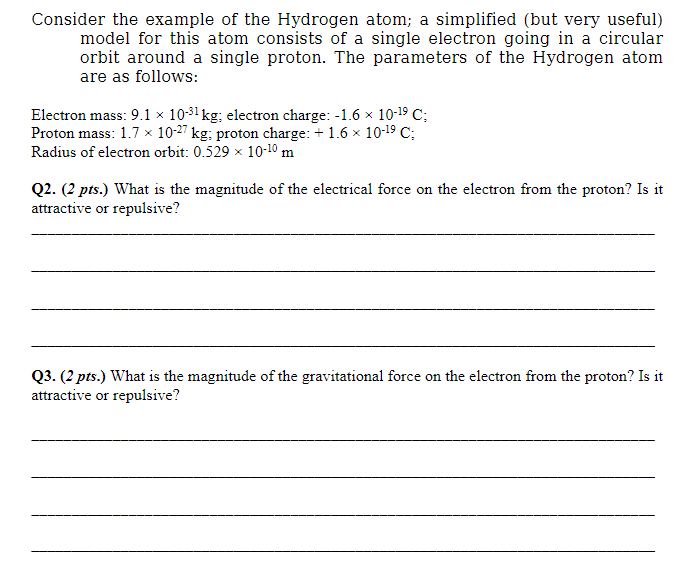 Solved Consider the example of the Hydrogen atom; a | Chegg.com