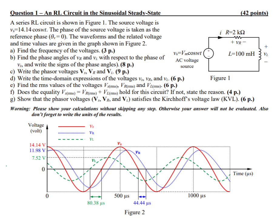 Solved + Vr- + Vl Question 1 - An Rl Circuit In The 