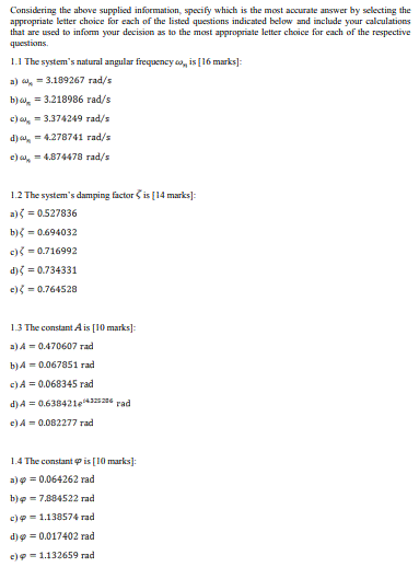 Solved Question 1 150 Marks Consider The Mechanical Syste Chegg Com